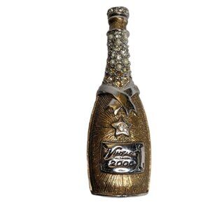 Rare Graziano “Vintage 2000” Champagne Bottle Brooch Millennium Collectible 2.5"